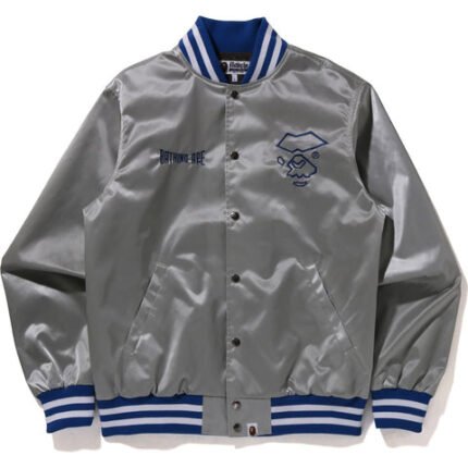 Men's Nylon Varsity Silver Jacket