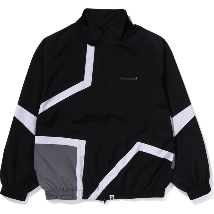 Color Blocking Metal Logo Pin Black Track Jacket