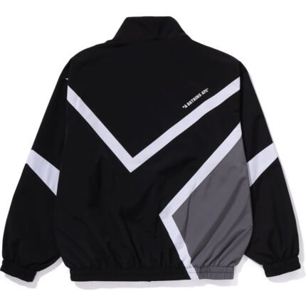 Color Blocking Metal Logo Pin Black Track Jacket