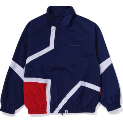 Color Blocking Metal Logo Pin Track Jacket