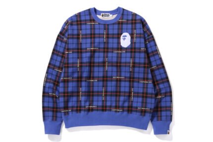 BAPE Logo Check Loose Fit Crewneck