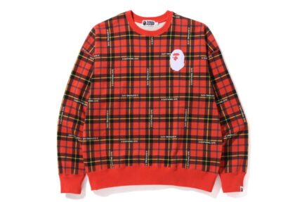 BAPE Logo Check Loose Fit Crewneck