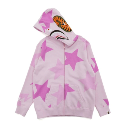 Bapesta Pattern Shark Zip Hoodie